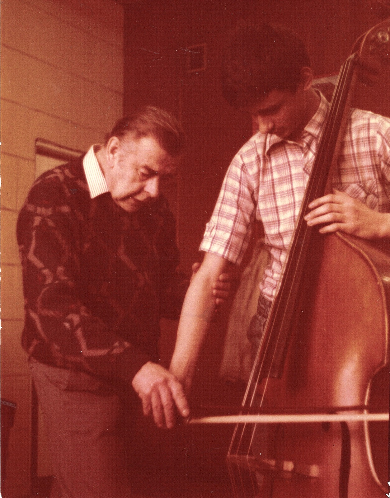 Aleksander Gabryś during a double bass lesson with Bazyli Matysiak in March 1989.